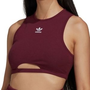 Adidas Adicolor Crop Cutout Top XL Red Burgundy